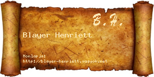 Blayer Henriett névjegykártya